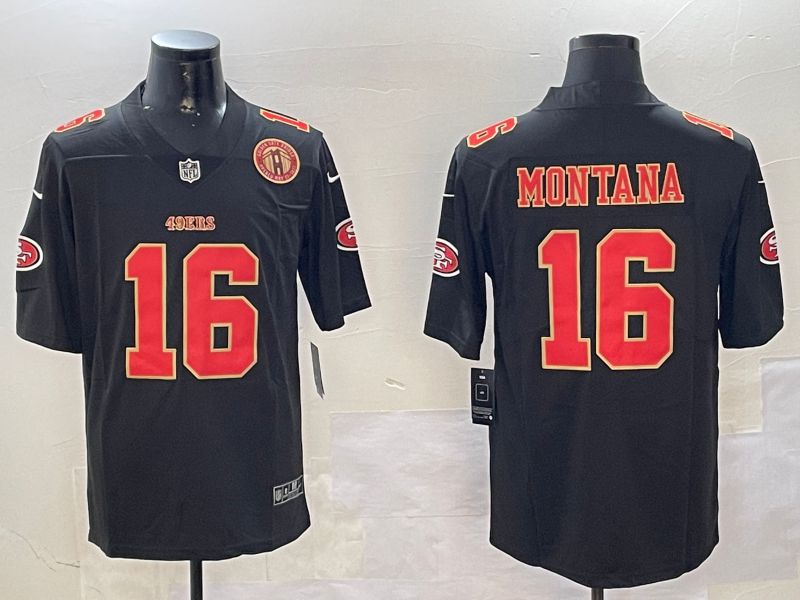 Men San Francisco 49ers #16 Montana Black Second generation 2024 Nike Limited NFL Jersey style 01084->houston texans->NFL Jersey